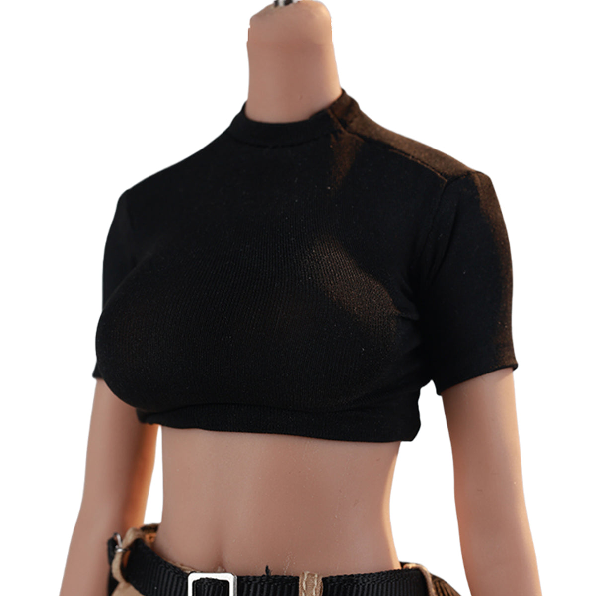 JIAOUDOLL Streetwear Female Cargo Pants + Belt & Short Sleeve T-Shirt Doll Clothes Accessory Fit 1/6 Scale 12-inches Action Figure