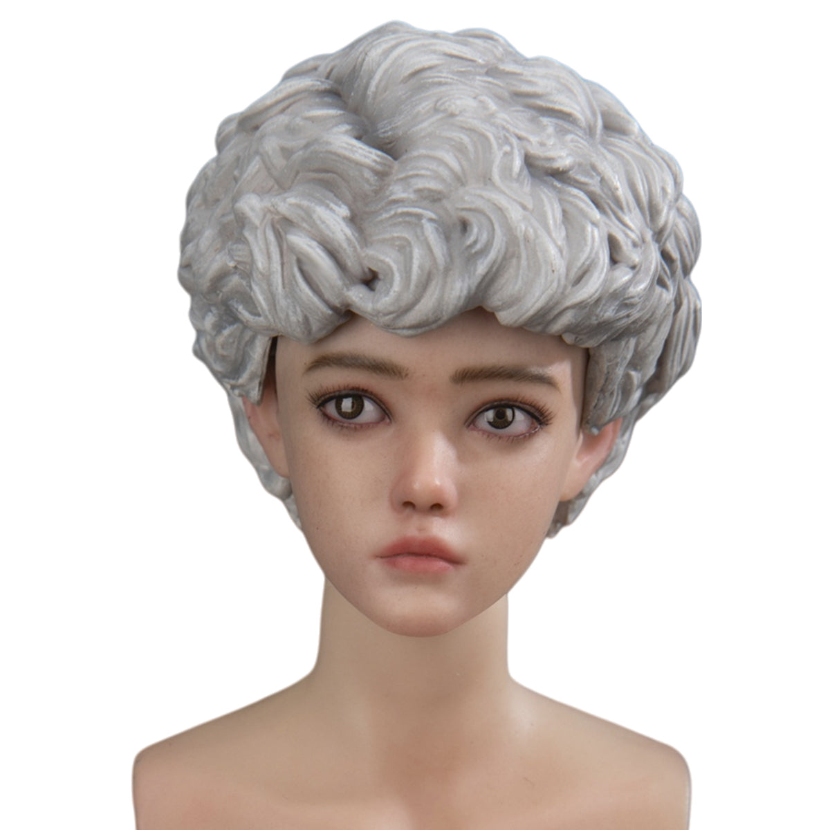 TVH007 Nini Cast Resin Female with Movable Eyes Head Sculpt Long Brown Hair Accessory 1/6 Scale Fit Action Figure