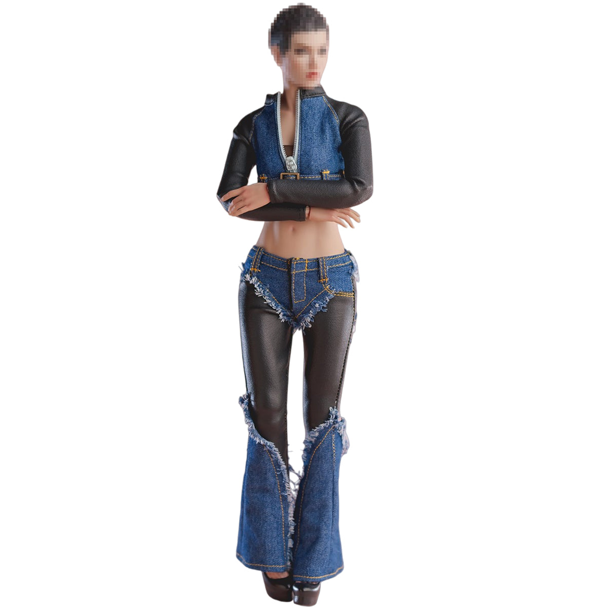 Worldbox Retro Patchwork Denim Suit CA021 Doll Clothes Accessory 1/6 Scale Fit Silicone Action Figure