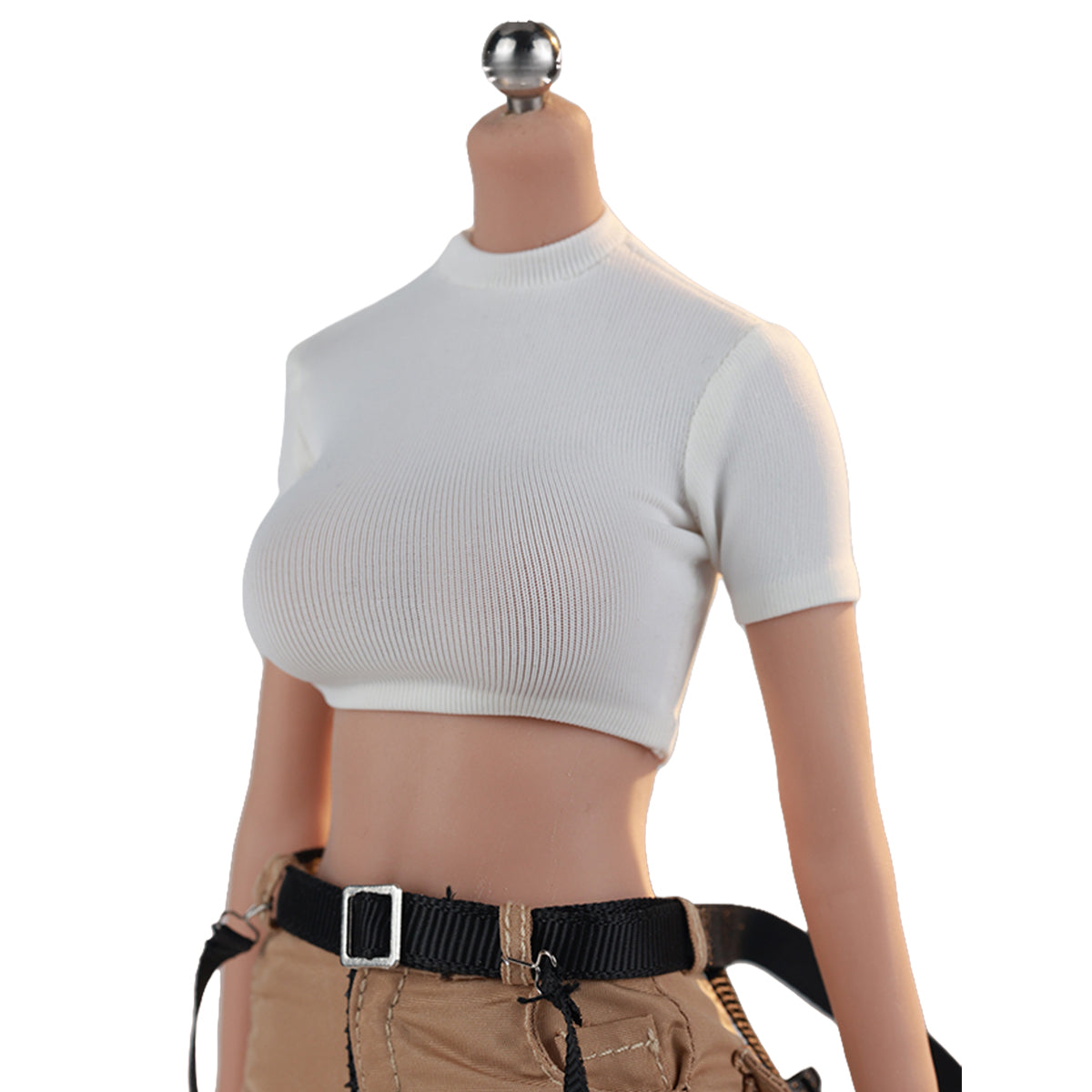 JIAOUDOLL Streetwear Female Cargo Pants + Belt & Short Sleeve T-Shirt Doll Clothes Accessory Fit 1/6 Scale 12-inches Action Figure