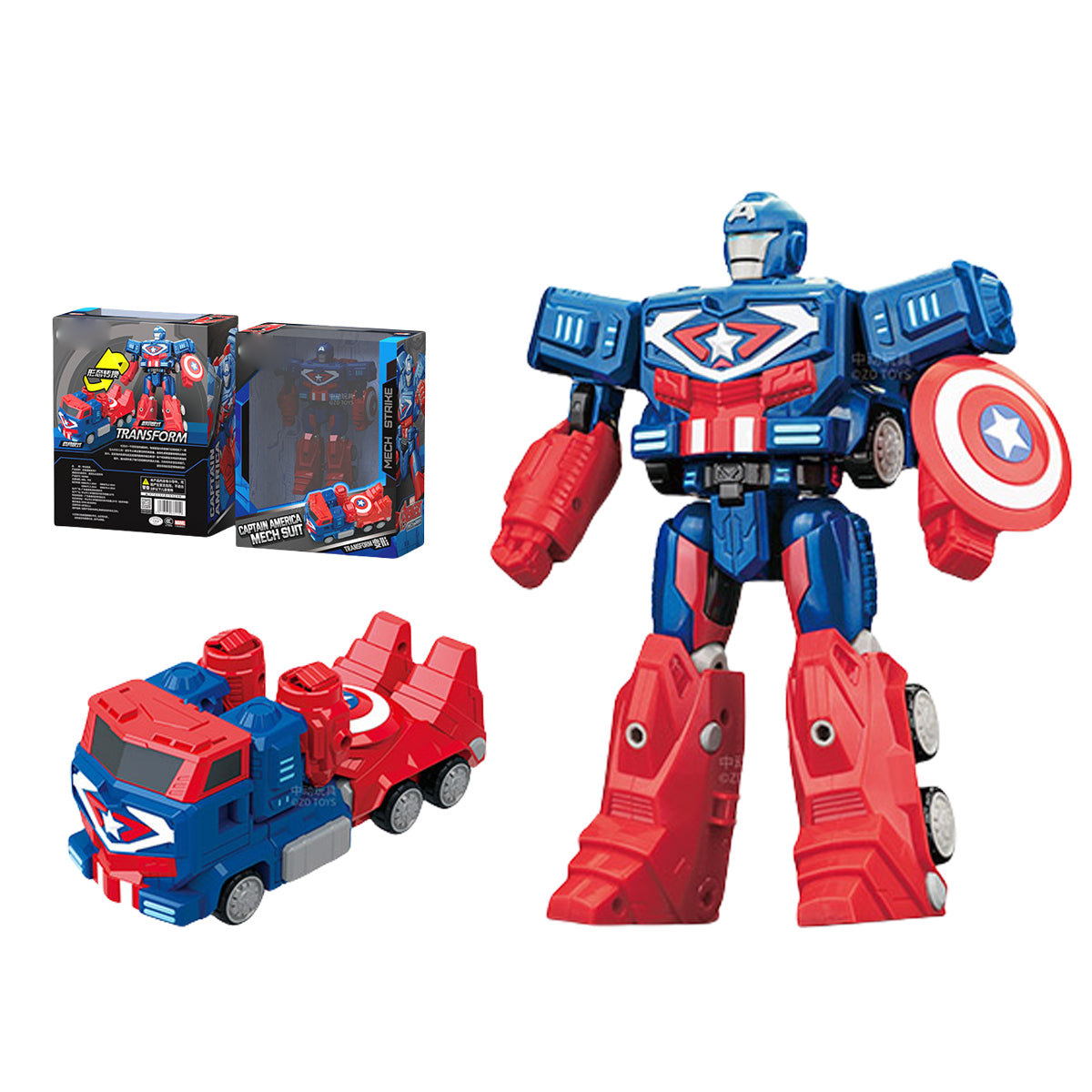 ZD Toys The Avengers Spider-Man/Black Panther/Hulk/Thor/Captain America/Iron Man Transformable Vehicle Car Model