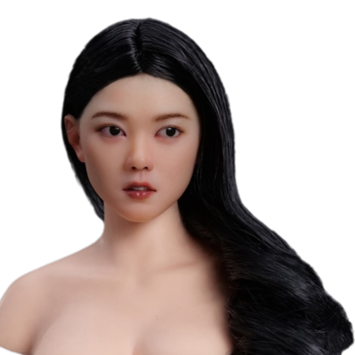 YMTOYS, Cabeza de mujer asiática con ojos móviles, esculpida en trigo, para figura de 30 cm