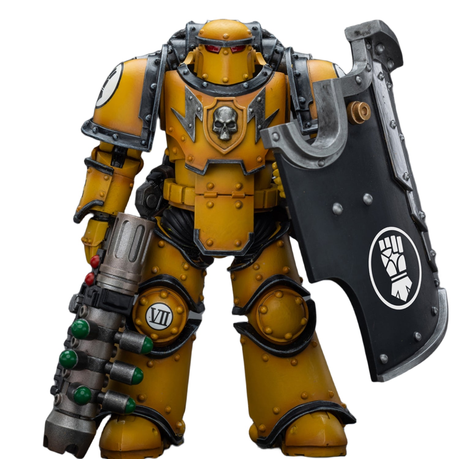 Figurine de collection JoyToy Warhammer The Horus Heresy : Imperial Fists Legion MkIII Breacher Squad Legion Breacher avec pistolet à gravitons, échelle 1:18, figurines d'action JT9114