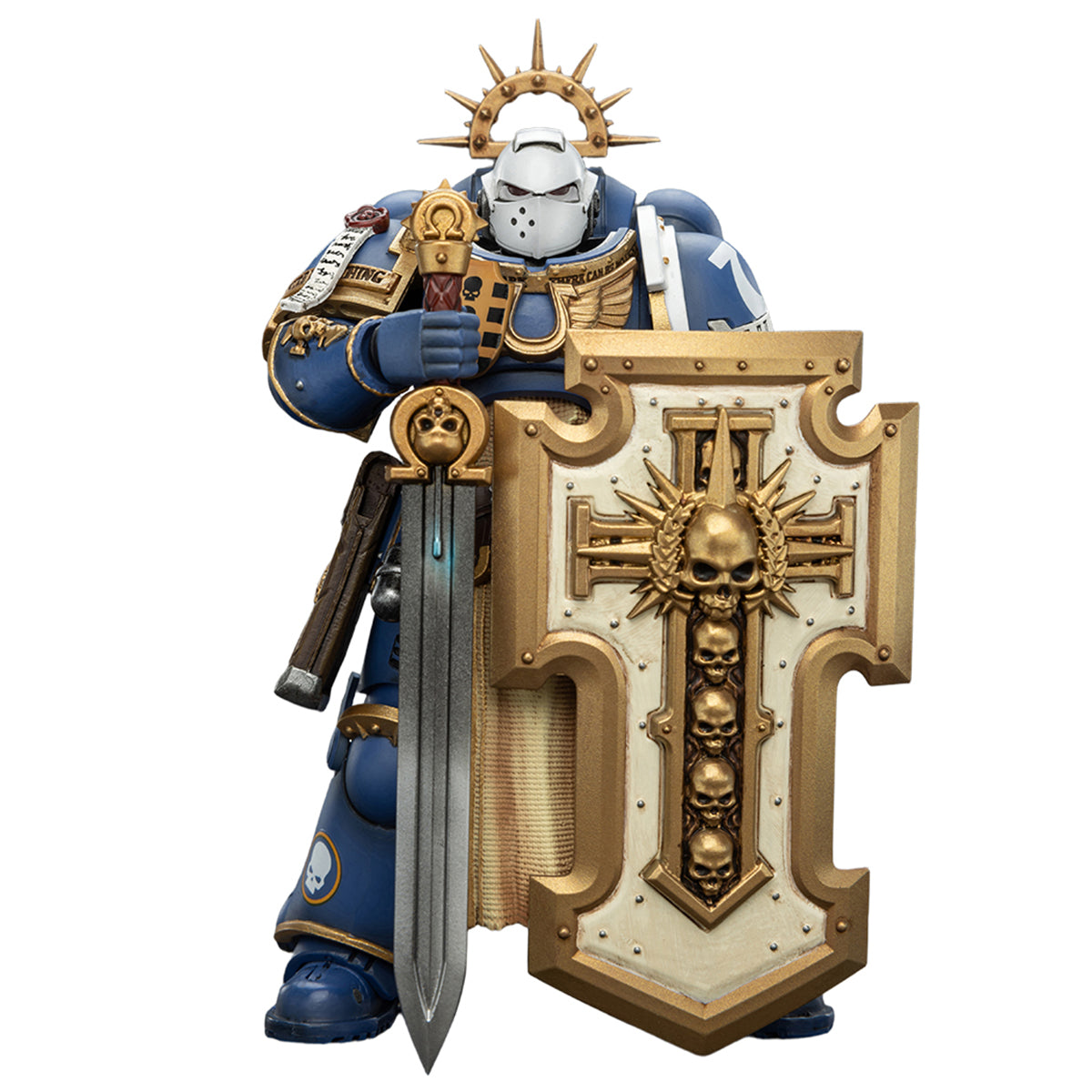 (Only Shipped to the US) JOYTOY Warhammer Ultramarines Levantus with Power Sword Stormshield and Bolt Pistol JT02793 1/18 Scale Action Figure