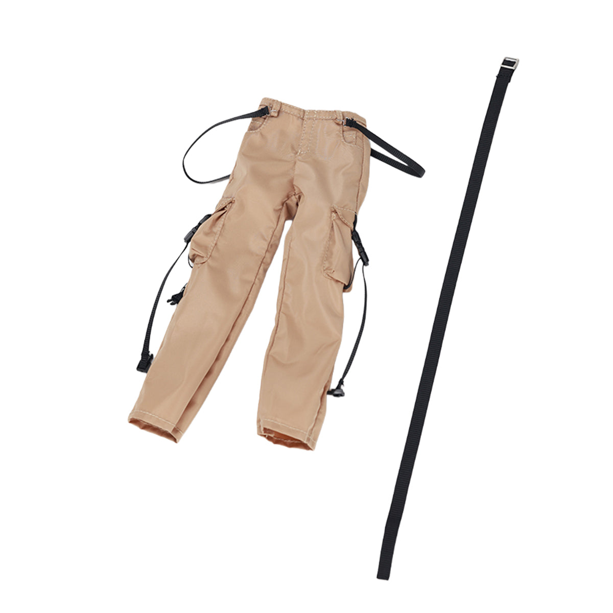 JIAOUDOLL Streetwear Female Cargo Pants + Belt & Short Sleeve T-Shirt Doll Clothes Accessory Fit 1/6 Scale 12-inches Action Figure