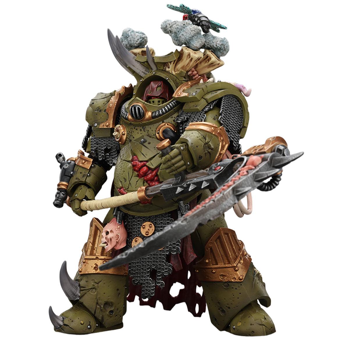 JOYTOY Death Guard Deathshroud Terminator with Manreaper and Plaguespurter Gauntlet & Champion with Manreaper and Plaguespurter Gauntlets 1/18 Scale Warhammer Action Figure