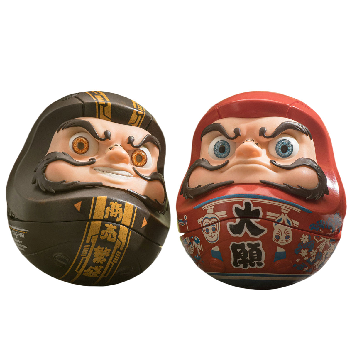 YUANXINSHI Authentic Dharma Style Series Great Wish Daruma & Prosperity in Business Daruma Set Statue