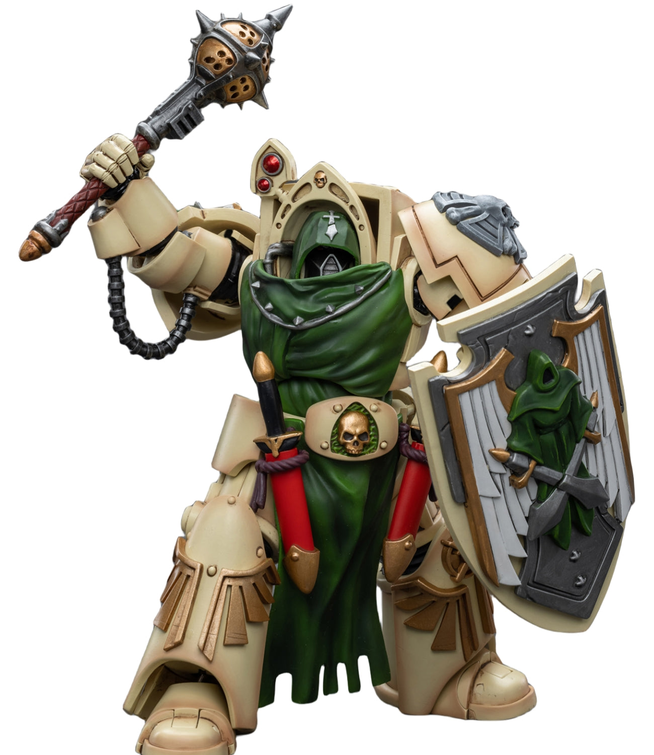 Figurine de collection JoyToy JT9213 40K : Chevalier de l'Aile de mort des Dark Angels avec masse d'absolution, 2 figurines à l'échelle 1:18