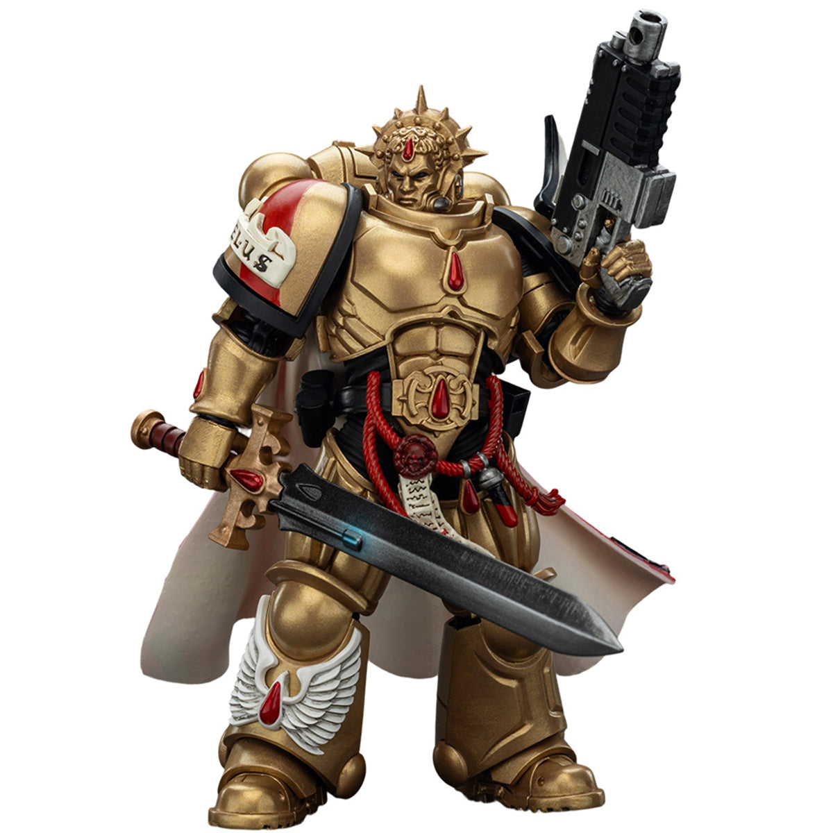 JOYTOY Warhammer 40,000, Razorback with twin lascannon/Captain with Heavy Bolt Pistol & Power Sword/Sanguinary Priest with Heavy bolt pistol chainsword and narthecium/Captain with Inferno Pistol & Power Fist, 1/18 Scale Action Figure