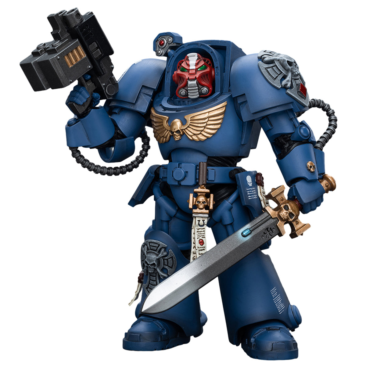 JOYTOY Warhammer 40,000, Ultramarines Terminator Squad Terminator with Assault Cannon/Terminator with Storm Bolter/Sergeant with Power Sword and Teleport Homer Action Figures