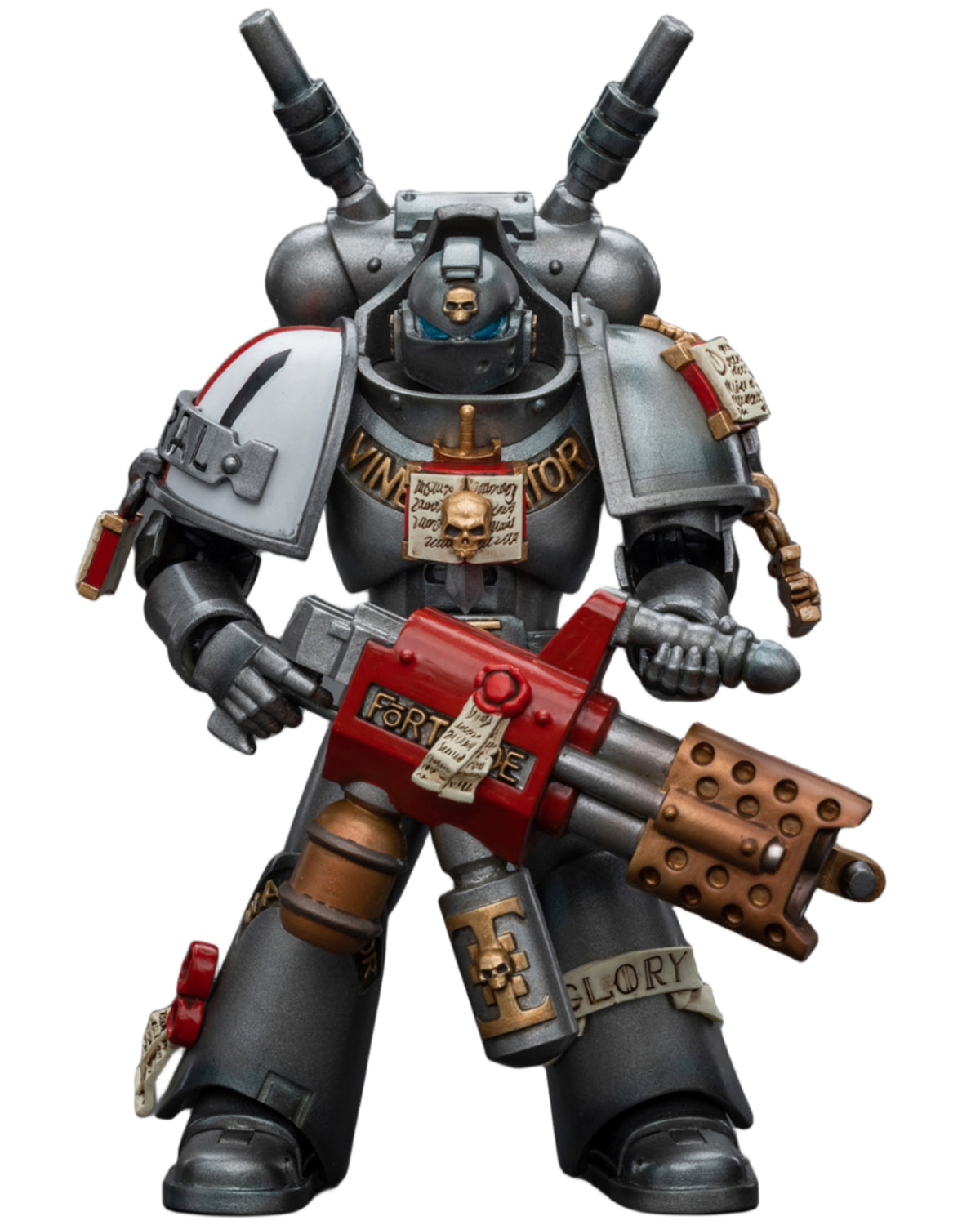 Figurine de collection JoyToy Warhammer 40K : Grey Knights Interceptor Squad Interceptor avec incinérateur, échelle 1:18, JT8971