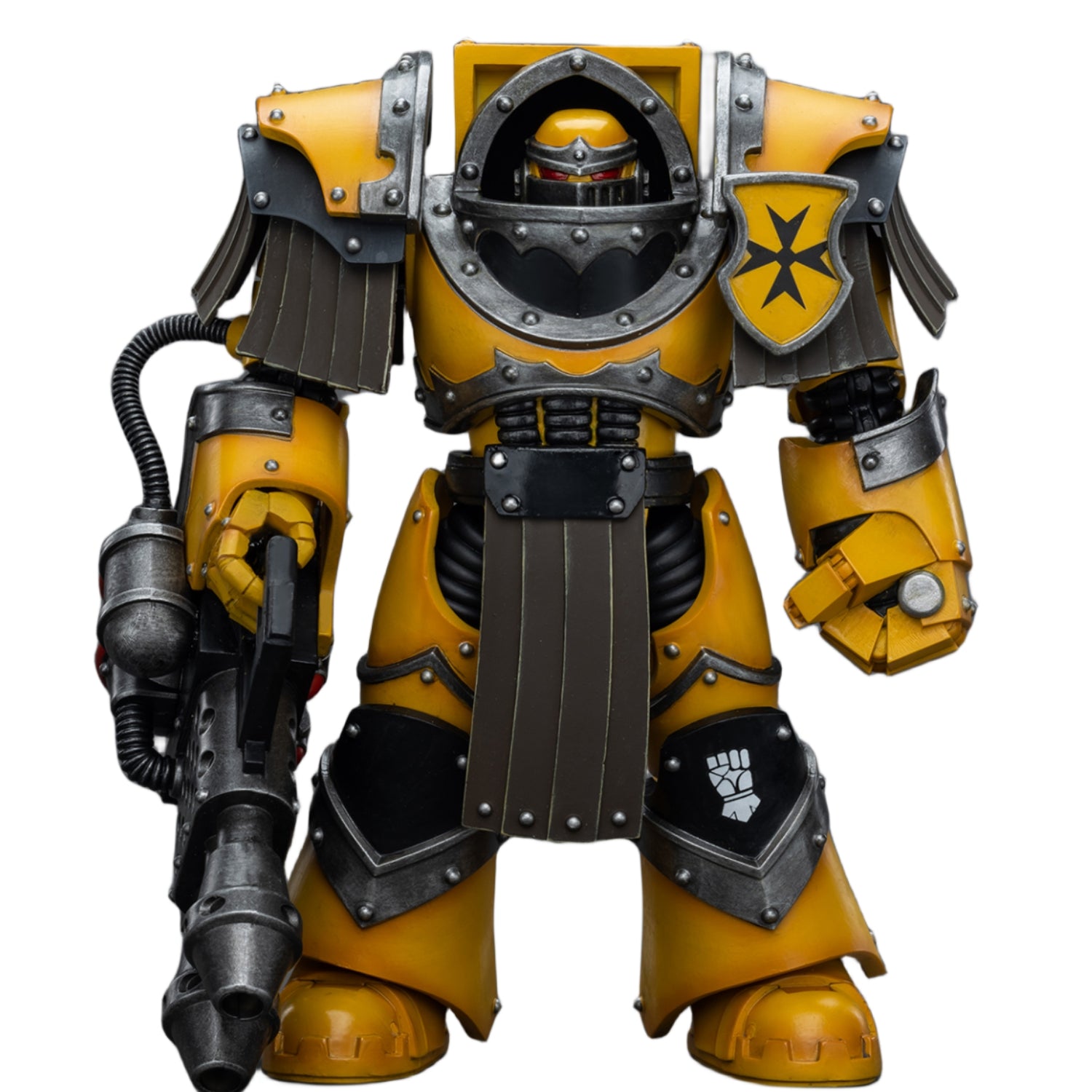 Figurine de collection JoyToy Warhammer The Horus Heresy : Imperial Fists Legion Cataphractii Terminator Squad Legion Cataphractii avec lance-flammes lourd, échelle 1:18, JT9381