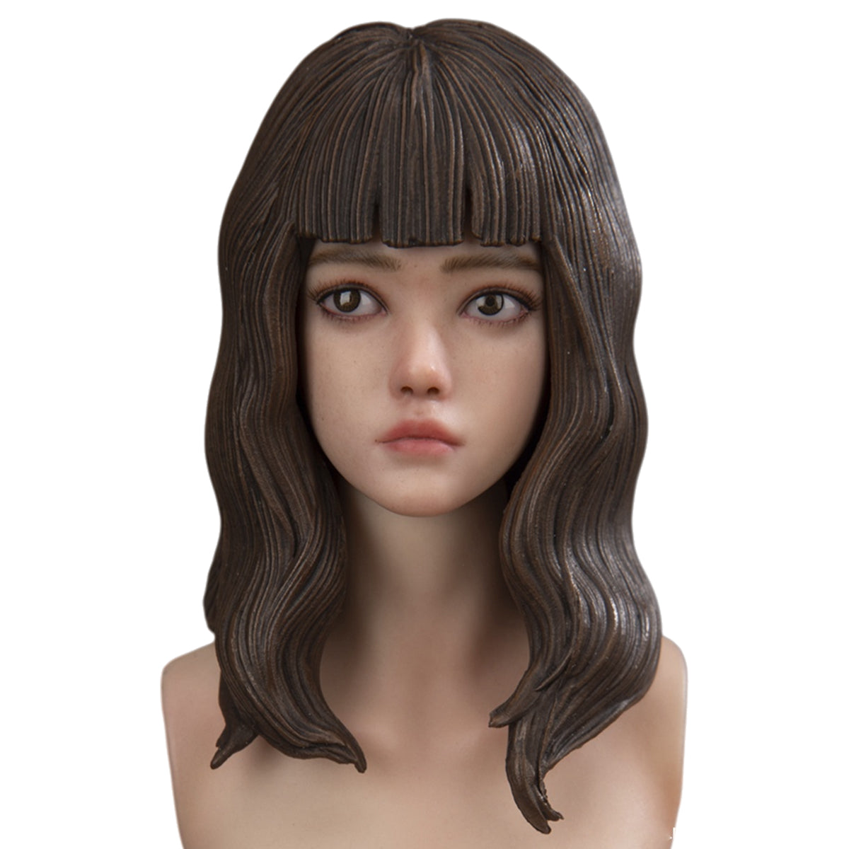 TVH007 Nini Cast Resin Female with Movable Eyes Head Sculpt Long Brown Hair Accessory 1/6 Scale Fit Action Figure