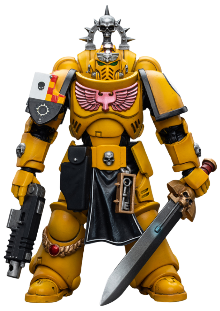 Figurine de collection JoyToy Warhammer 40K : Lieutenant Imperial Fists avec épée énergétique, échelle 1:18