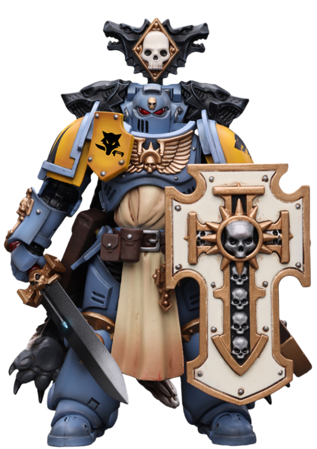 Figurine de collection JoyToy 40K : Primaris Space Marines Space Wolves Bladeguard Veteran, échelle 1:18, figurines d'action JT2795 (Space Wolves JT2795)