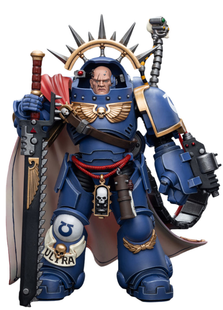 Figurine de collection JoyToy Warhammer 40K : Capitaine Ultramarine en armure Gravis, échelle 1:18