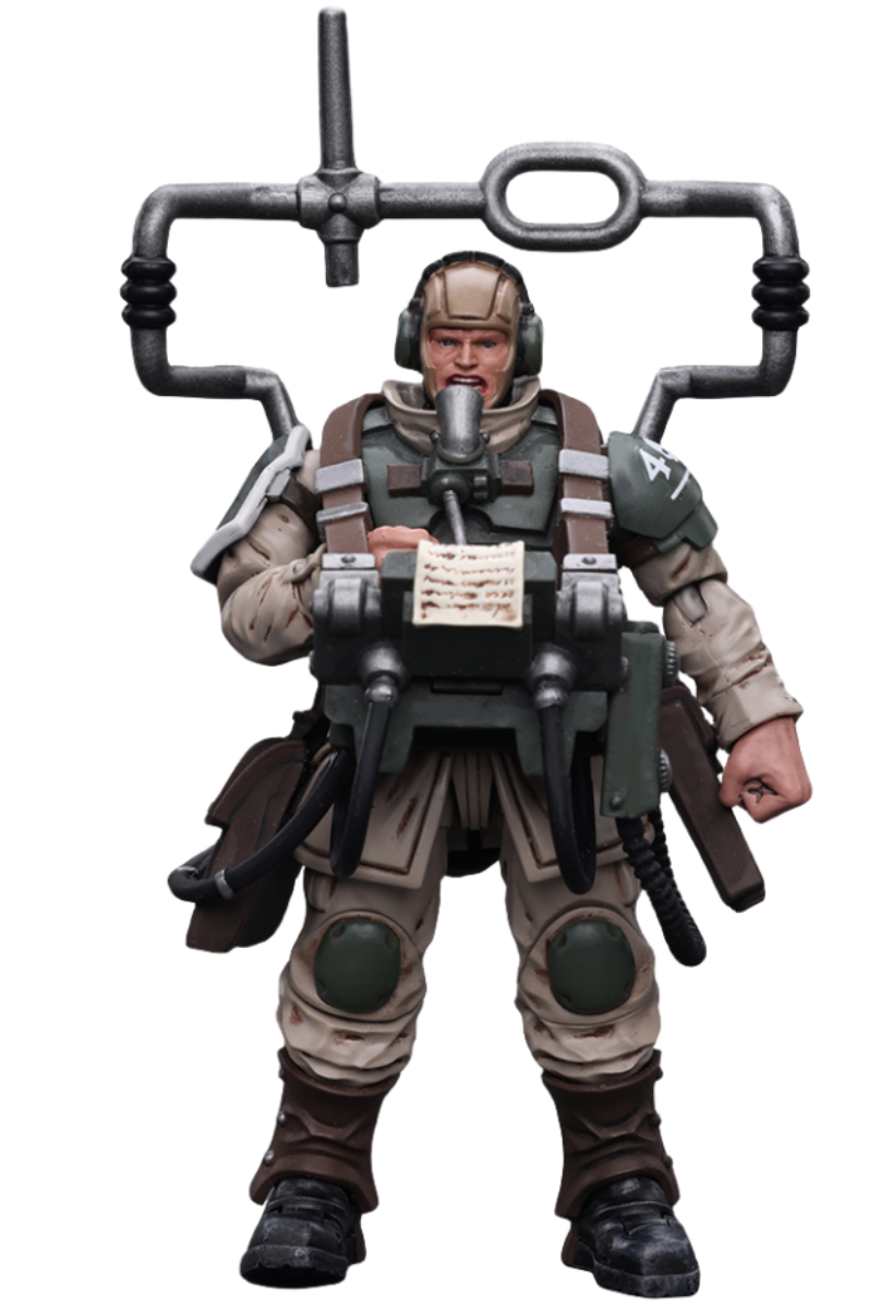 Figurine de collection JoyToy Warhammer 40K : Astra Militarum Cadian Command Squad Veteran avec Master Vox, figurines d'action à l'échelle 1:18 JT7912