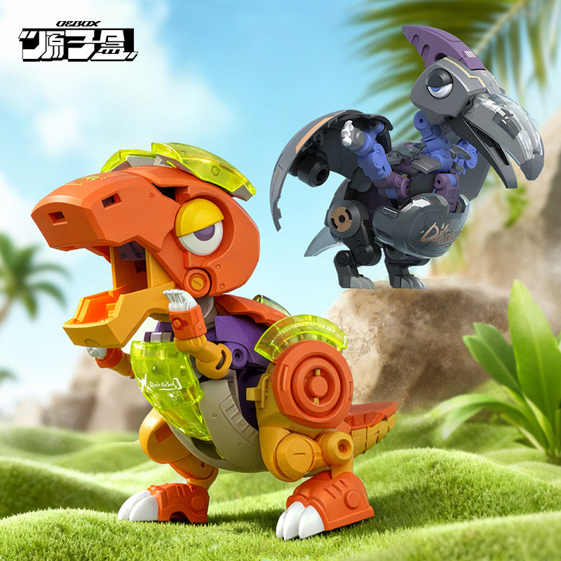 Atomic Box Dingding Pterosaur Dinosaur (YH1021) & Baobao Thick Eyebrow Dinosaur (YH1020) Transfor Action Figure Mecha Collectible