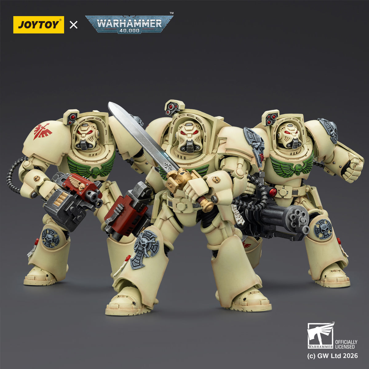 JOYTOY Warhammer 40,000 Dark Angels Deathwing Terminator with Power Fist and Assault Cannon & with Power Fist and Storm Bolter & with Power Sword and Storm Bolter Action Figure