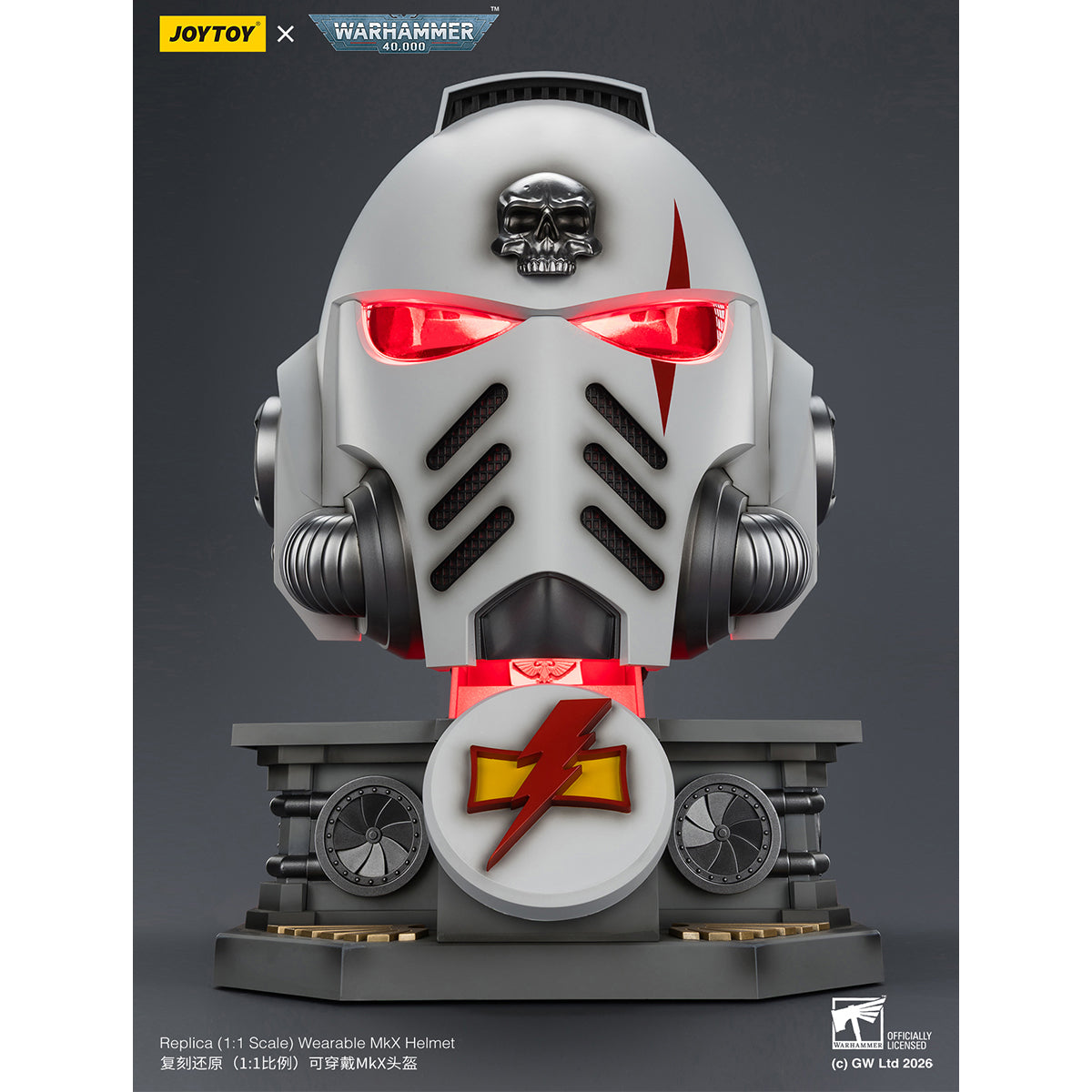 JOYTOY Warhammer 40,000 White Scars MkX Helmet & Display Stand 1/1 Scale Helmet Replica