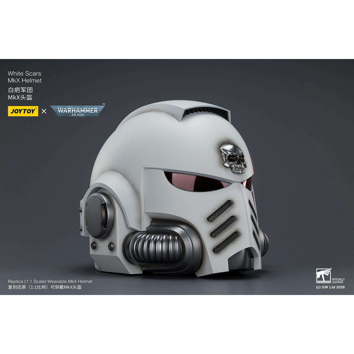JOYTOY Warhammer 40,000 White Scars MkX Helmet & Display Stand 1/1 Scale Helmet Replica