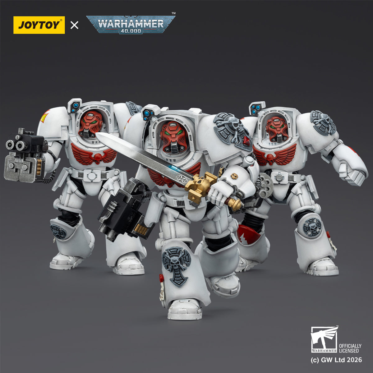 JOYTOY Warhammer 40,000 White Scars Terminator with Power Fist and Assault Cannon & with Power Fist and Storm Bolter & with Power Sword and Storm Bolter Action Figure