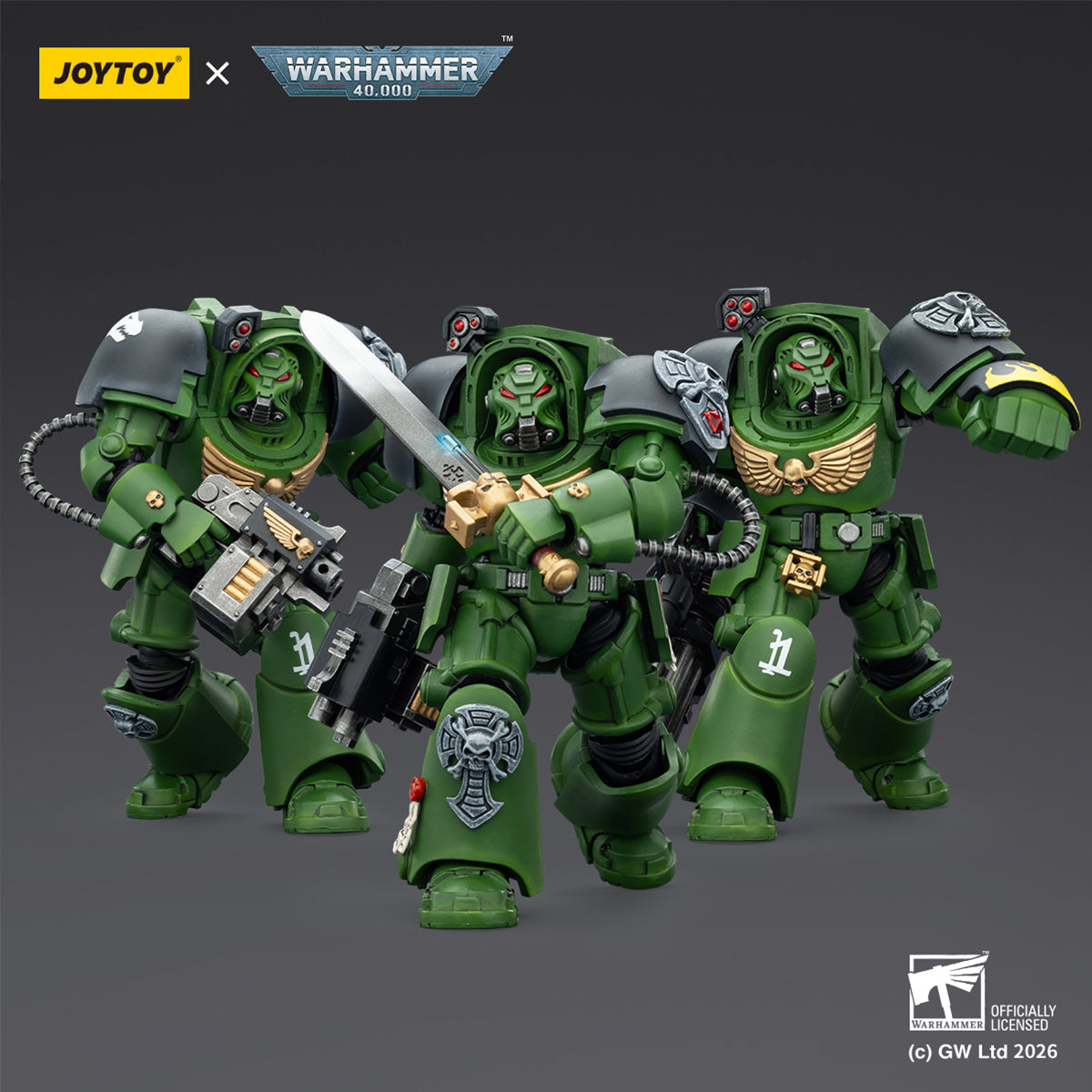 JOYTOY Warhammer 40,000 Salamanders Terminator with Power Fist and Assault Cannon & with Power Fist and Storm Bolter & with Power Sword and Storm Bolter Action Figure