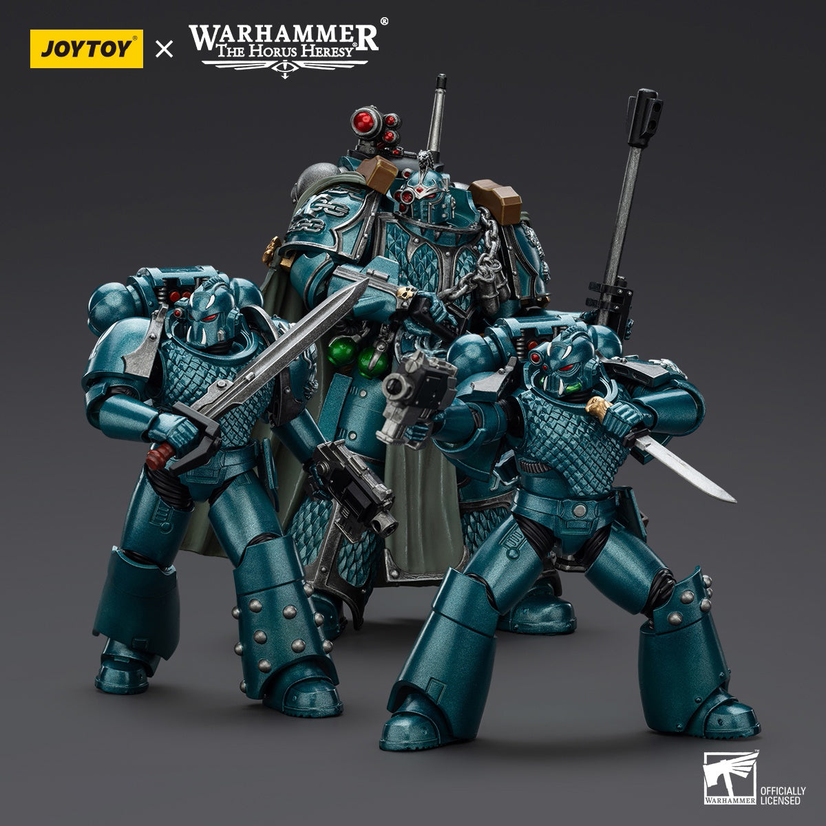 JOYTOY Warhammer The Horus Heresy, Alpha Legion, Headhunter With Banestrike Combi-Bolter And Power Dagger/Headhunter Prime/Exodus 'The One who is Many' With Sniper Rifle And Power Dagger Action Figures