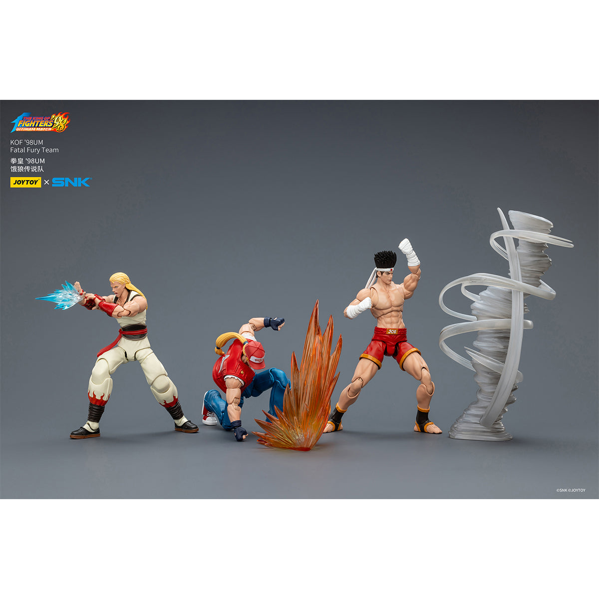 JOYTOY KOF '98UM Fatal Fury Team Joe Higashi & Andy Bogard & Terry Bogard 1/18 Scale Action Figure