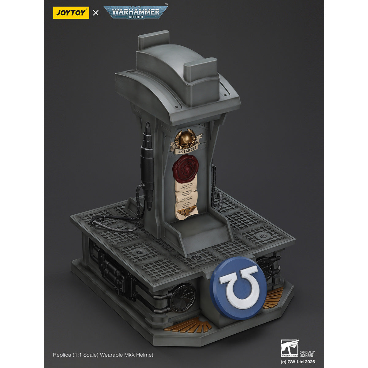 JOYTOY Warhammer 40K Ultramarines Captain MkX Helmet & Display Stand 1/1 Scale