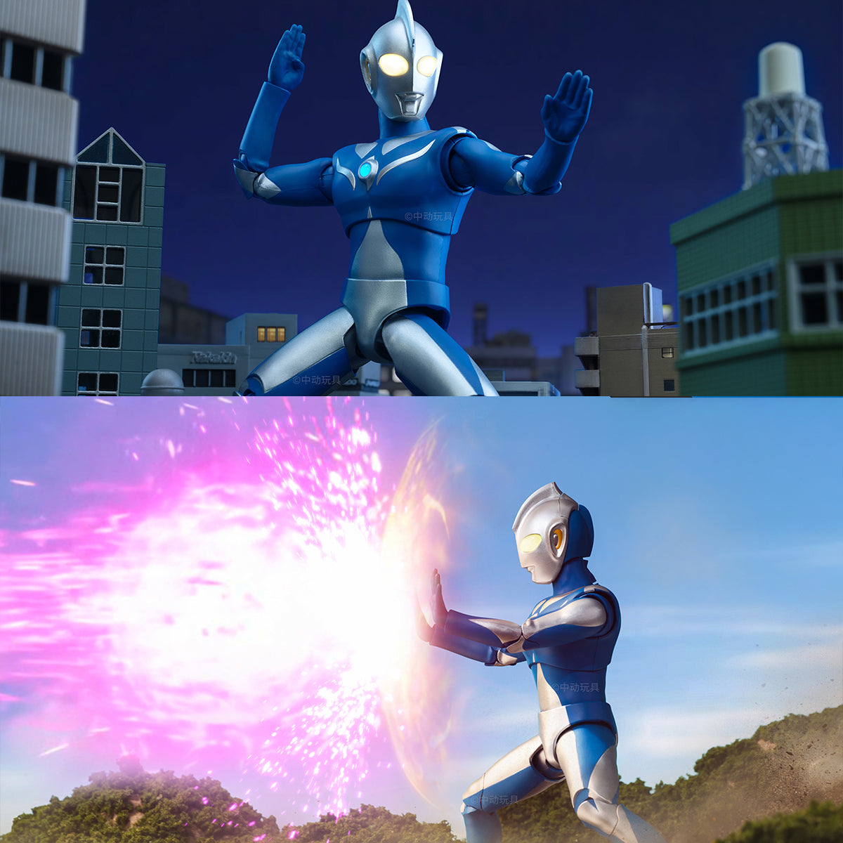 ZD Toys 1/10 Belial Atrocious & Ultraman Cosmos Luna Mode & Ultraman Belial & Ultraman Dyna, All Luminous Version Action Figures