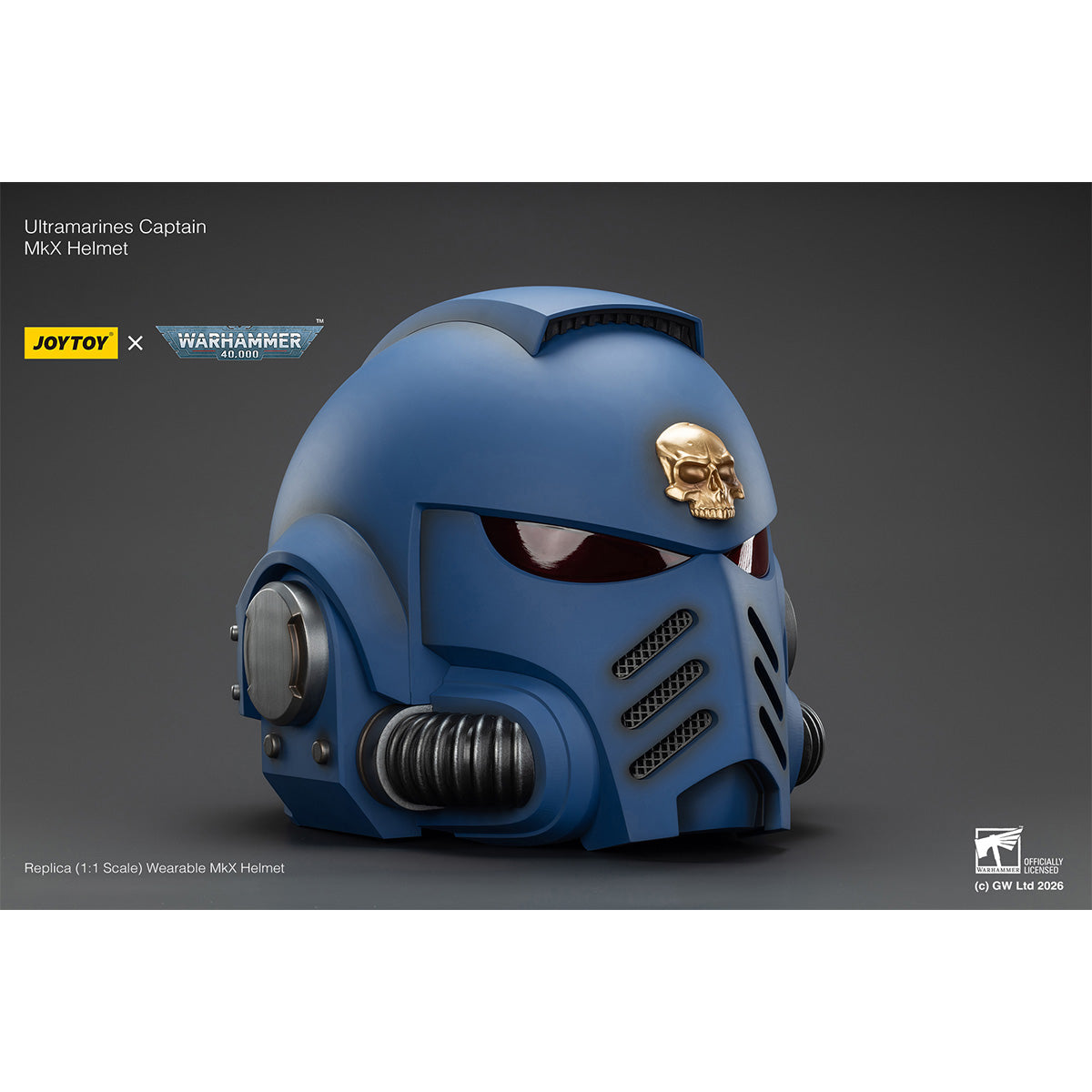 JOYTOY Warhammer 40K Ultramarines Captain MkX Helmet & Display Stand 1/1 Scale