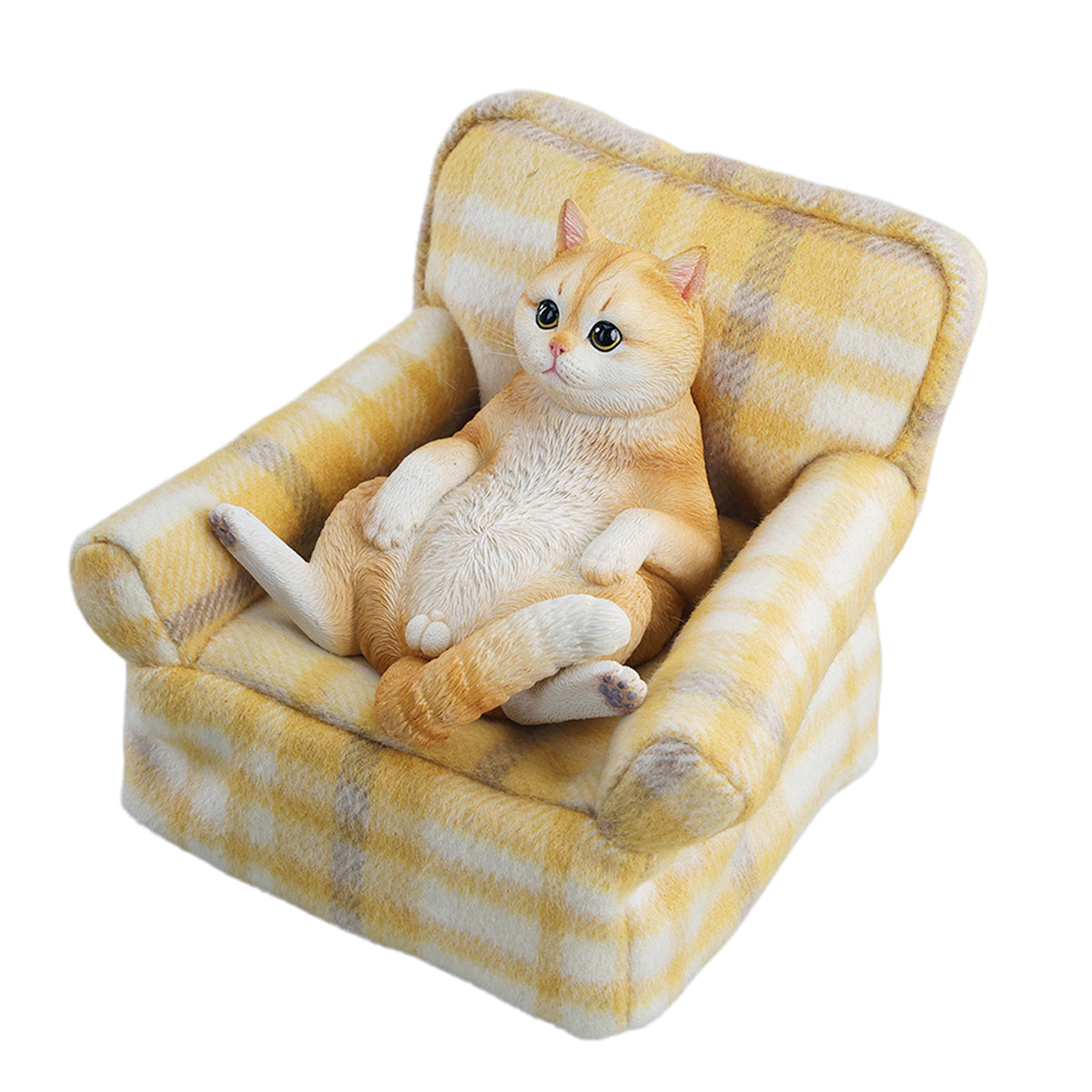 JXK Warm Cat Sofa (JXK350) Static Expertly Hand-Painted Lifelike Animal Figurine