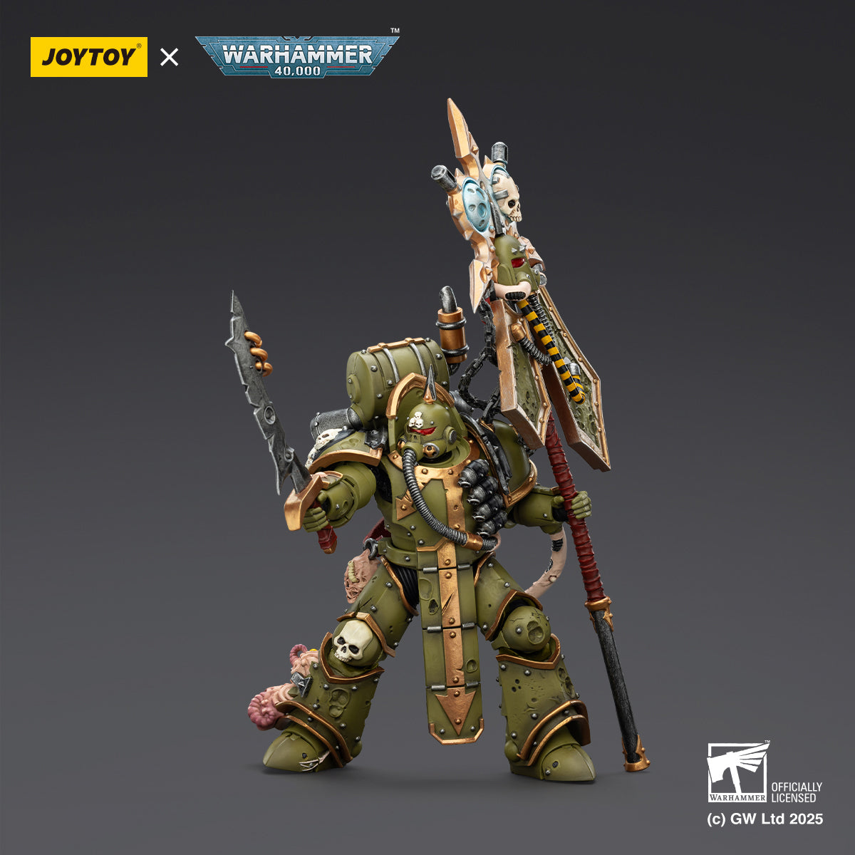 JOYTOY Warhammer Death Guard Blightlord Terminator & Plague Marine Icon bearer with Boltgun and Plague knife 1/18 Scale Action Figure