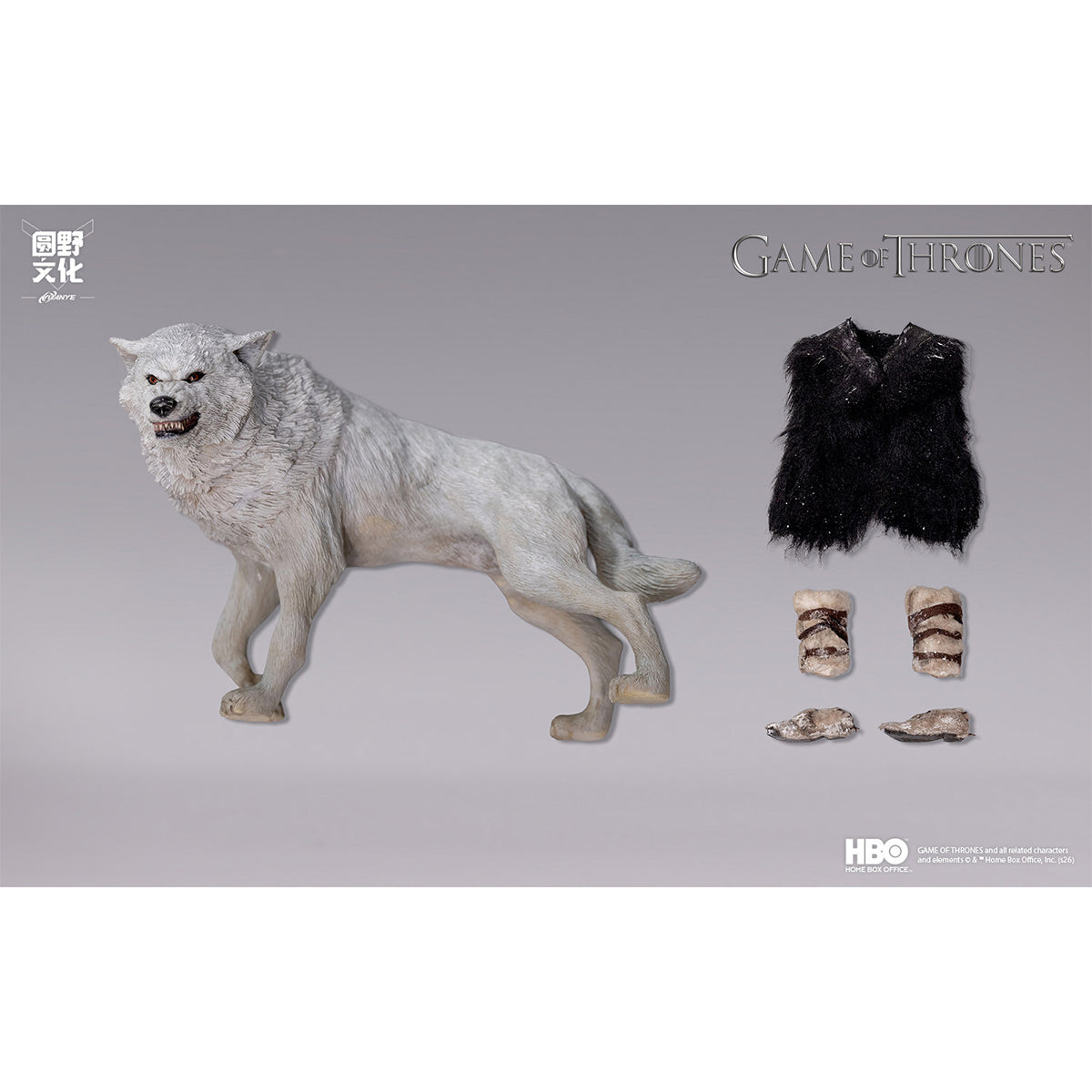 YUANYE CULTURE Game of Thrones Jon Snow & Direwolf & Accessory Pack 1/12 Scale Action Figure
