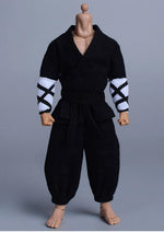 Vêtements de poupée ATStory : Tenue de combat de moine martial, noire, pour figurine d'action