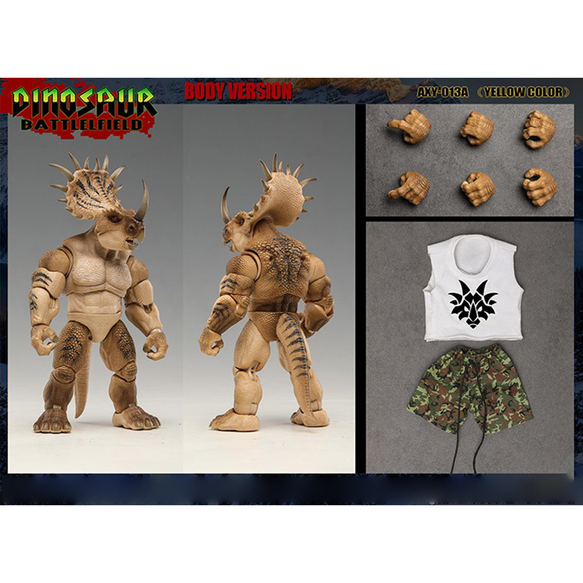 AXYTOYS Dinosaur Battlefield Triceratops & Accessory Pack Action Figures
