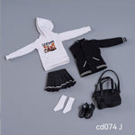 Cdtoys, Baseball Jacket Hooded Sweatshirt and Pleated Skirt Set, Figure Doll Clothes
