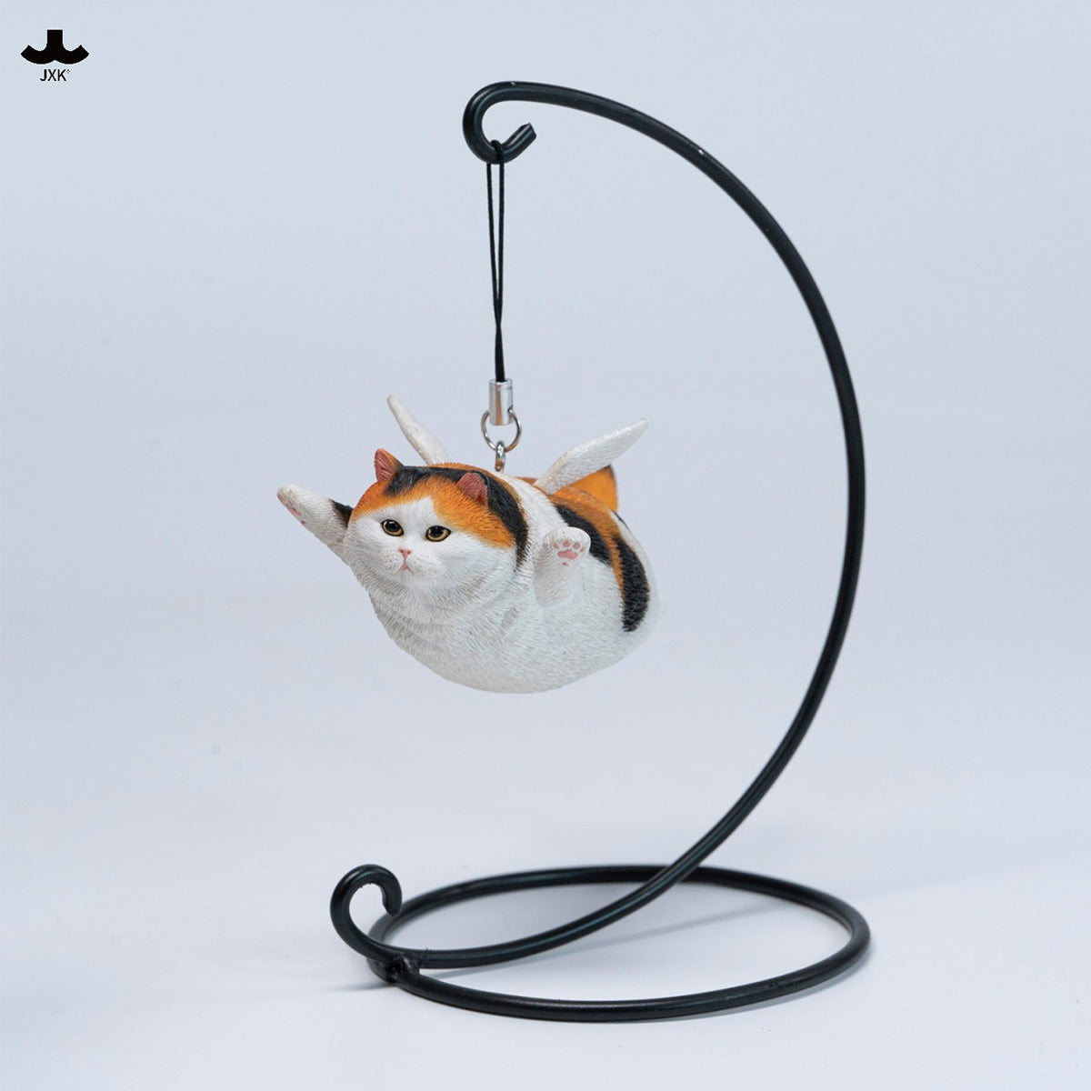 JXK Cat Angel Statue JXK383 Winged Feline Figure with Metal Stand Realistic Animal Collectible for Home Office Desk Decor