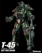 Figurine articulée Threezero Fallout T-45 Hot Rod Shark avec armure assistée