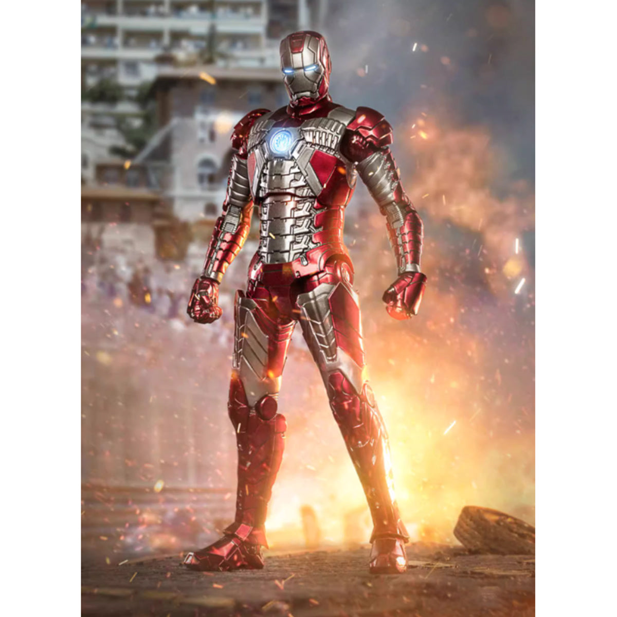 ZD Toys Anniversary Series Collectible Action Figure Full Set: Iron Man MK5, Illuminated Edition, Height 18cm Miniature