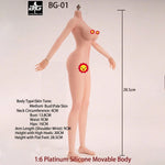 ACTION FIGURE TOYS Seamless Female Platinum Silicone with Stainless Steel Skeleton BG-01–BG-05 Medium/Large/Extra Large Bust, Multiple Skin Tones, Large Hip & Thigh Strap Options 1/6 Scale Action Figure Body