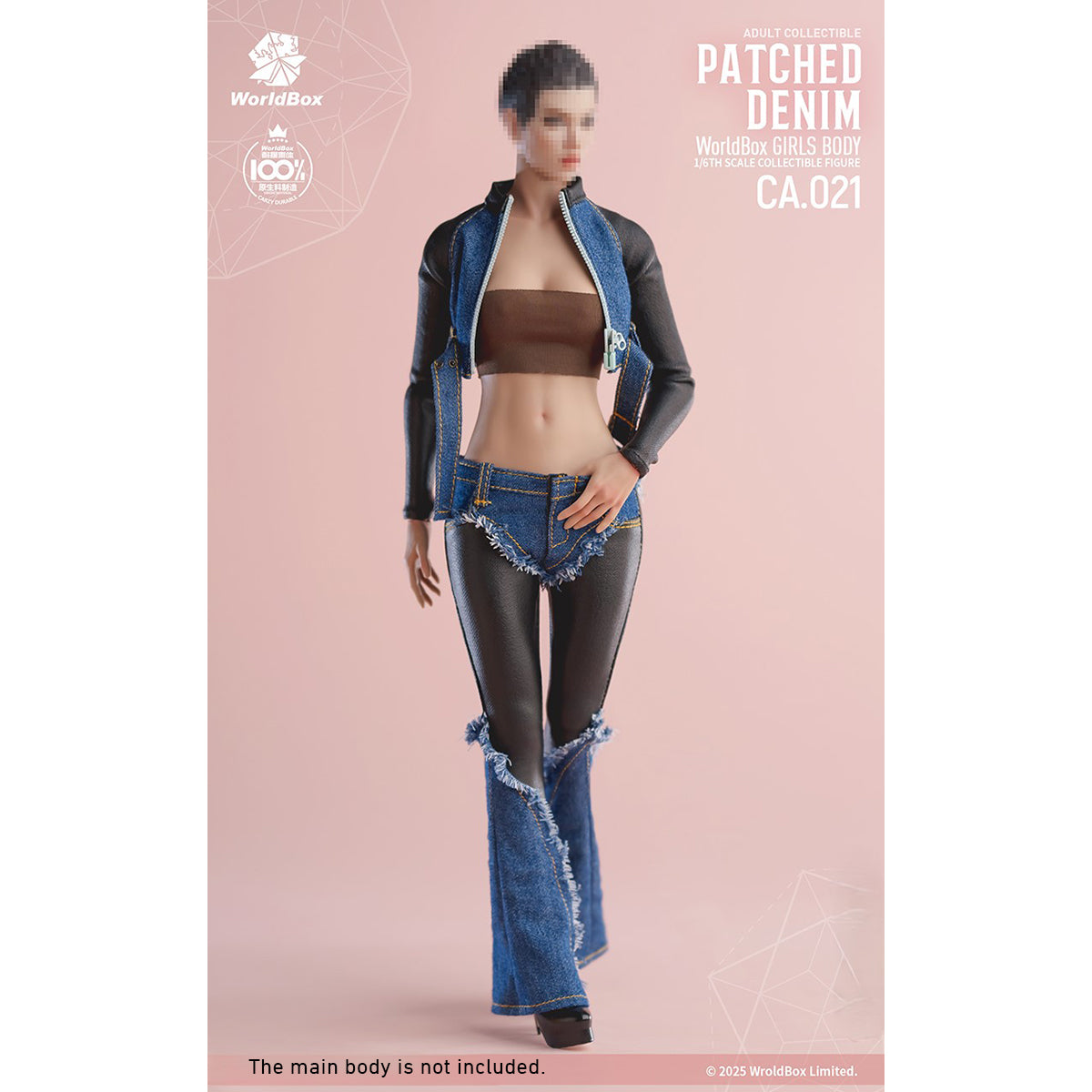 Worldbox Retro Patchwork Denim Suit CA021 Doll Clothes Accessory 1/6 Scale Fit Silicone Action Figure