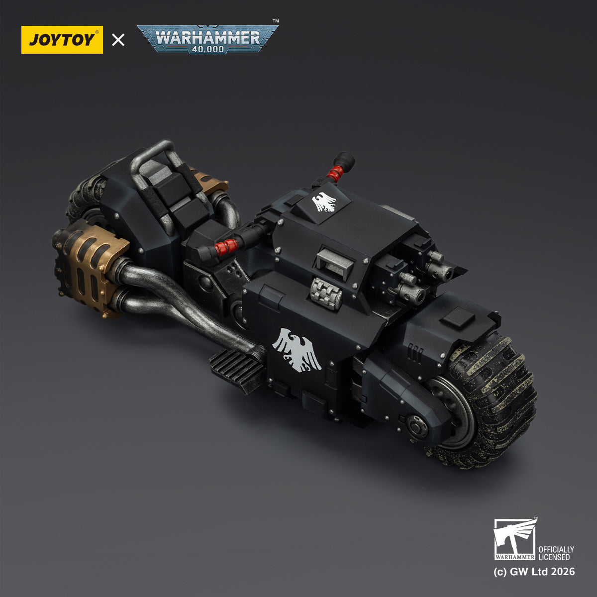 JOYTOY Warhammer 40K Raven Guard/Space Wolves/Blood Angels Raider-pattern Combat Bike with twin-linked bolt rifles (JT03776) 1/18 Scale Action Figure Vehicle Set