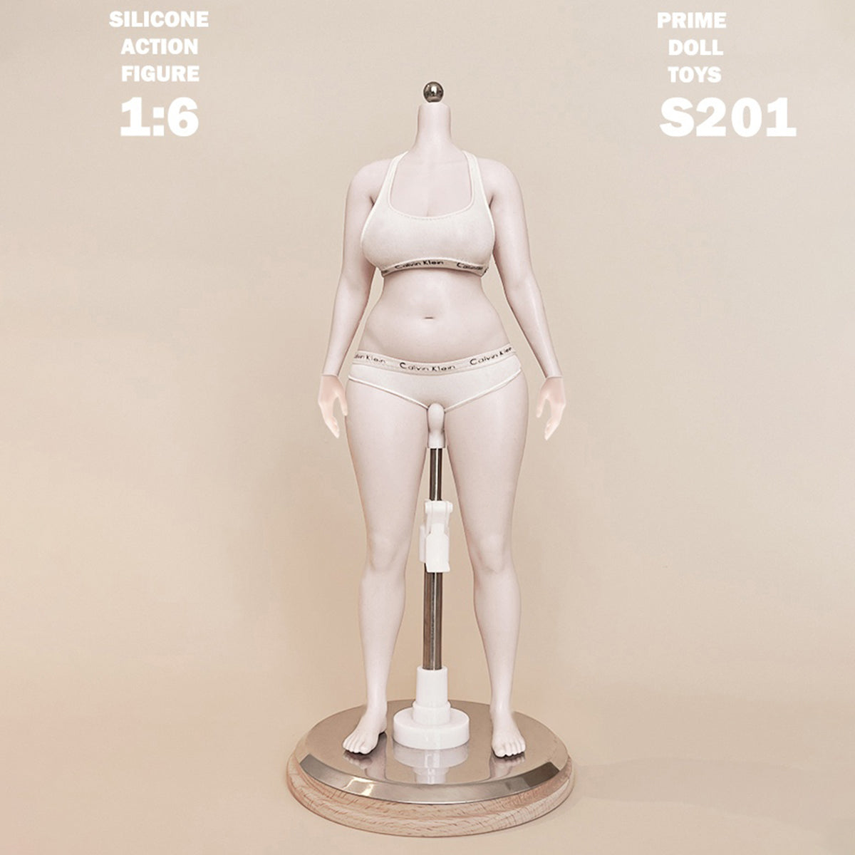 PDTOYS Seamless Platinum Silicone Plus Size Female Body S201 Detachable Hands & Integrated Feet Pale Skin with Body Makeup