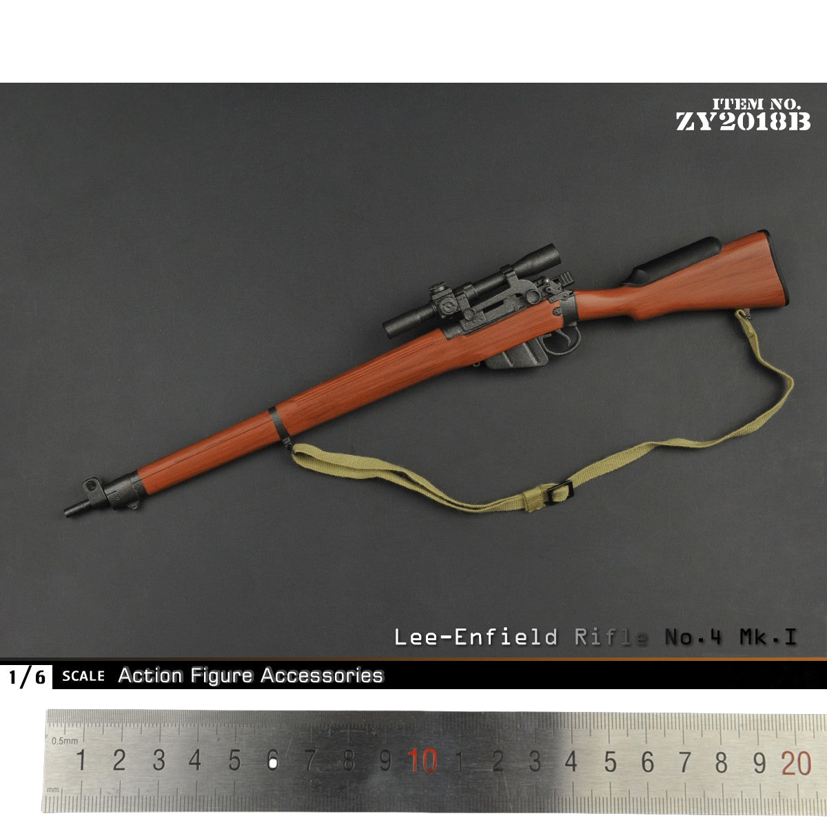 ZYTOYS, WWII British Lee-Enfield No.4 Mk1 Sniper/Rifle Model, Doll Acc