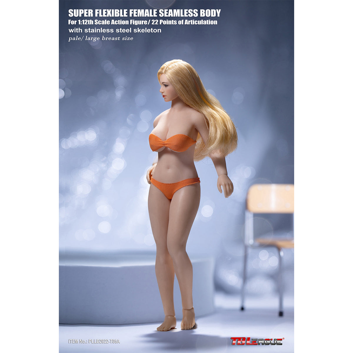 TBLeague, Seamless Steel Skeleton Female Buxom Large/Medium Bust Body Type with Head Sculpt, Action Figures Body