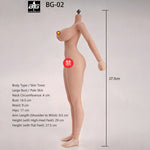 ACTION FIGURE TOYS Seamless Female Platinum Silicone with Stainless Steel Skeleton BG-01–BG-05 Medium/Large/Extra Large Bust, Multiple Skin Tones, Large Hip & Thigh Strap Options 1/6 Scale Action Figure Body