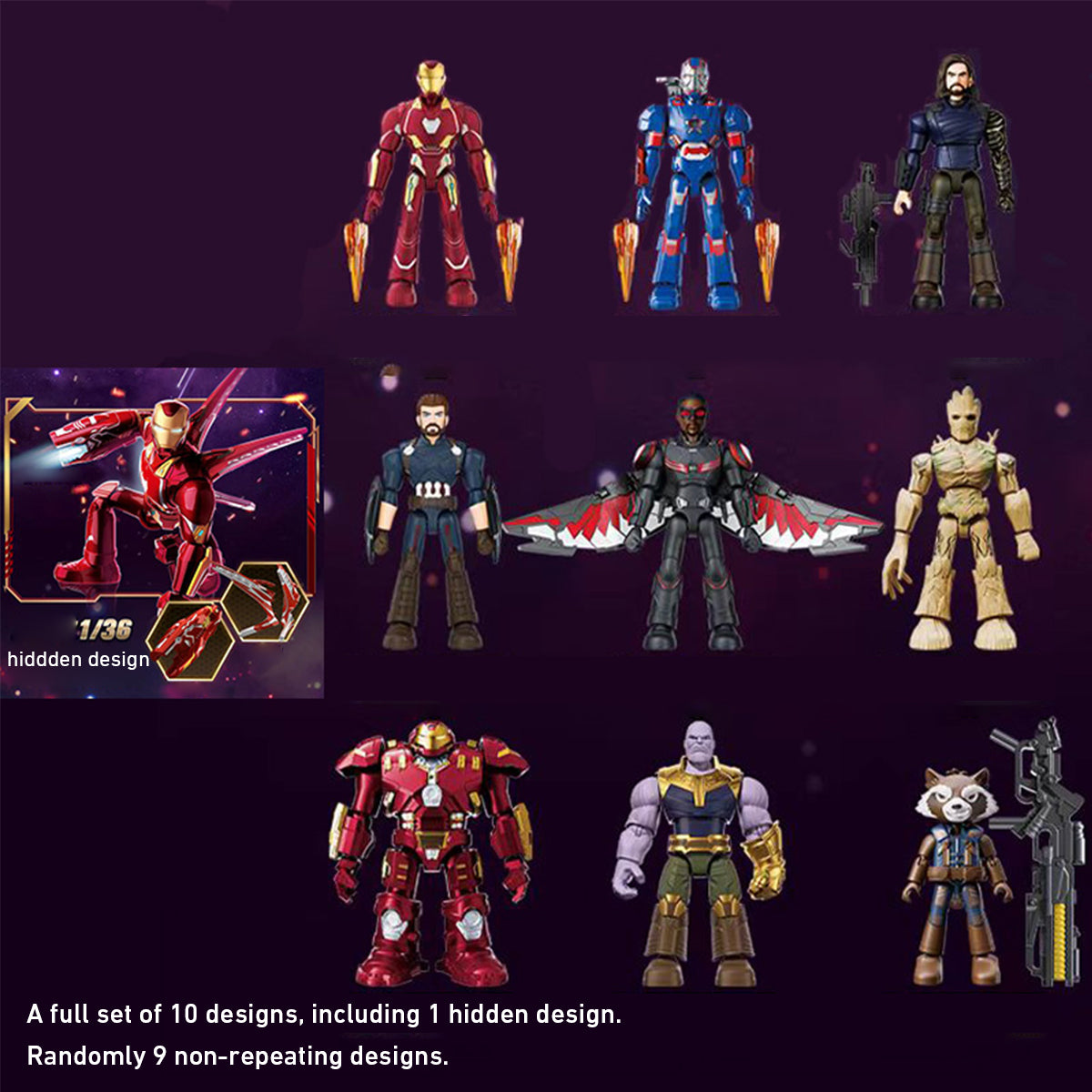 Figurines Blokees Marvel Heroes All-Star Edition Série 3 The Infinity Saga Blind Box Coffret complet