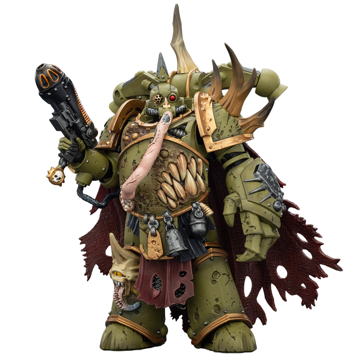 JOYTOY Warhammer 40,000 Death Guard Plague Marine with Bubotic axe and Plague Knife & Champion with Plasma Pistol and Power Fist 1/18 Scale Action Figure